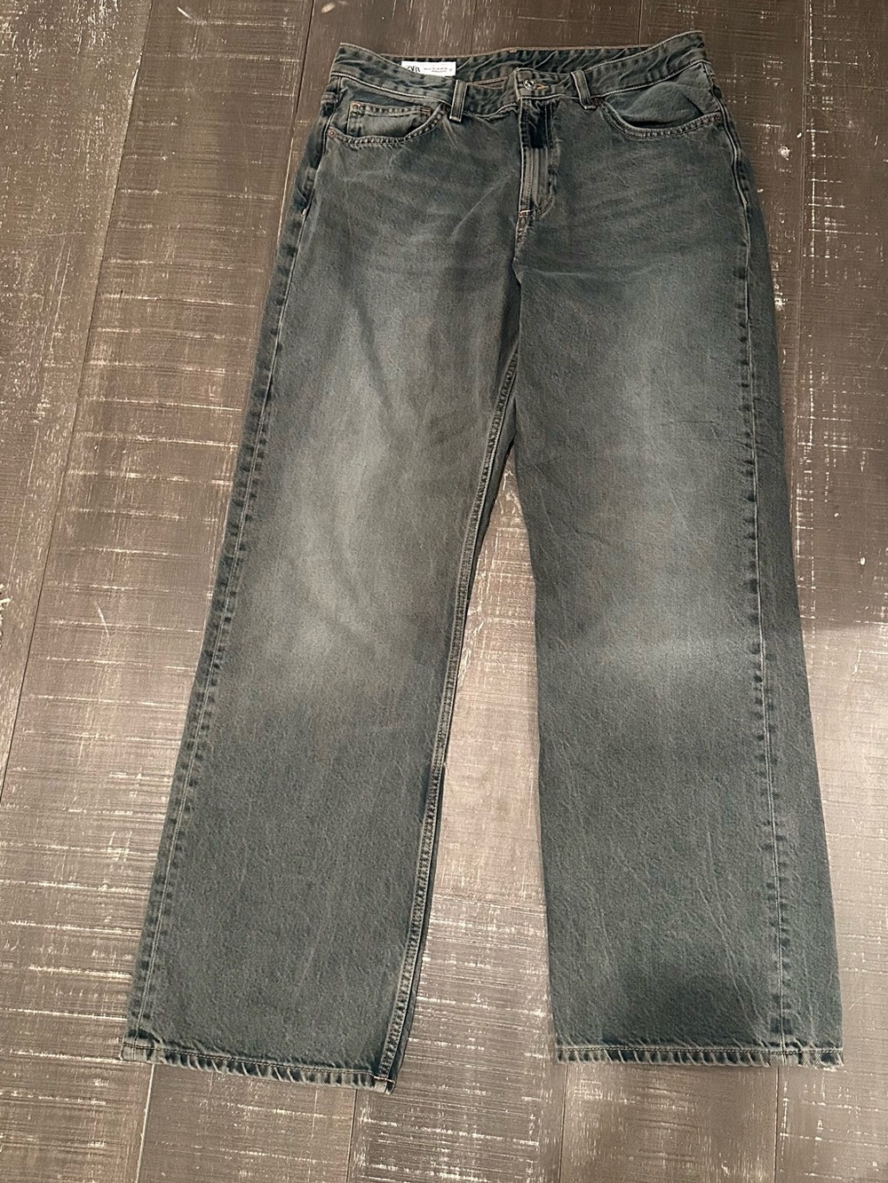 H&M High-Waist Wide-Leg Jeans in Washed Black